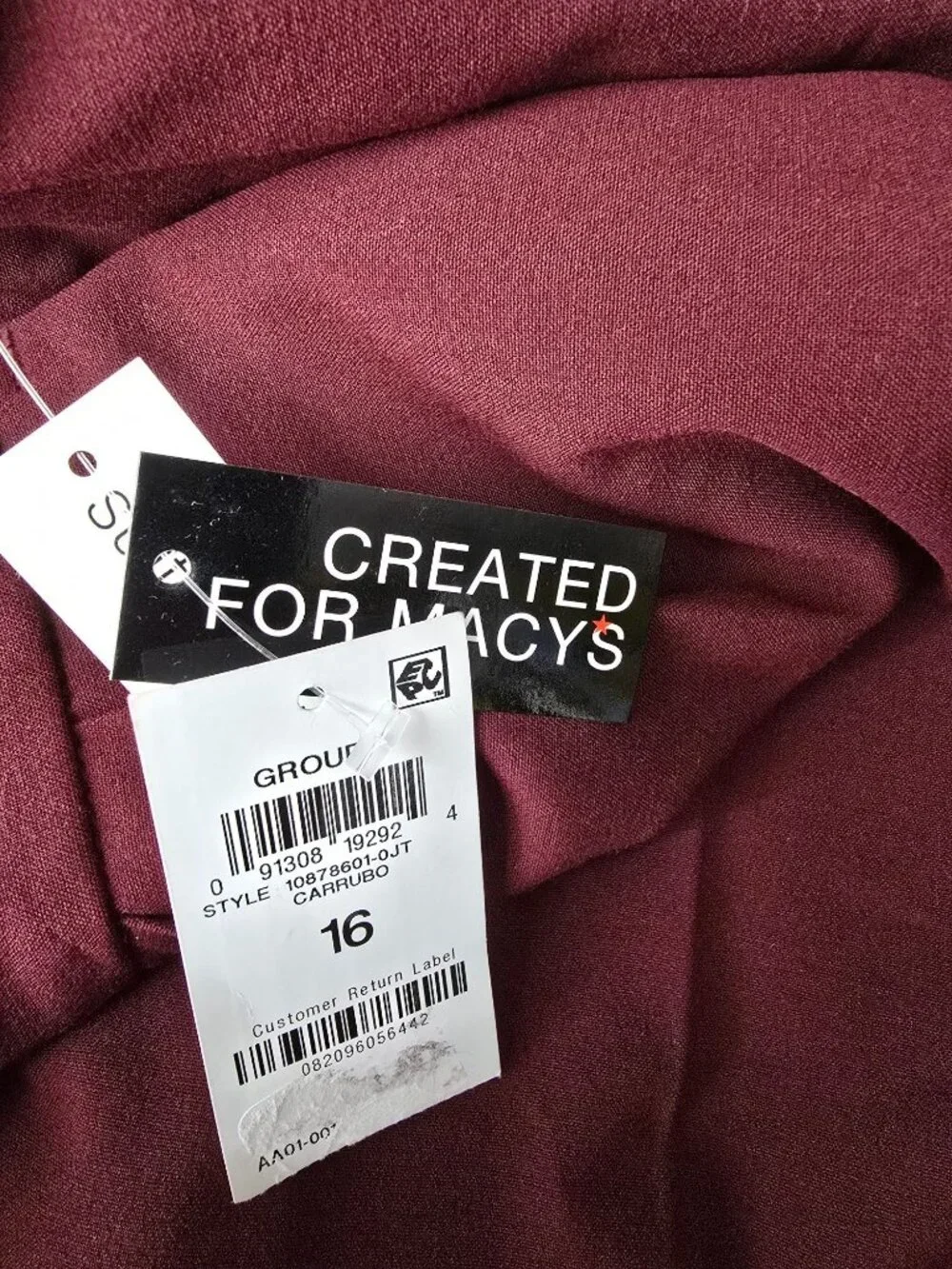 NWT Bar III Burgundy Red Wide Leg Trouser Pants Women's Size 16